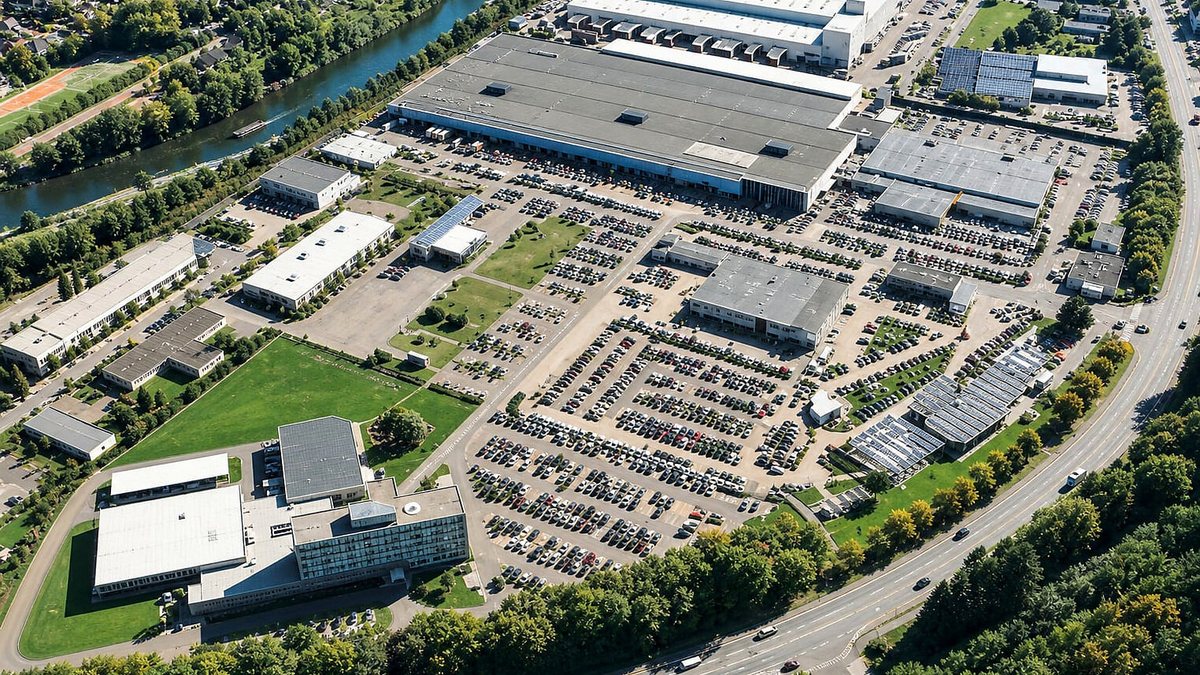 Luftaufnahme des Gewerbestandorts in Saarbrücken-Güdingen